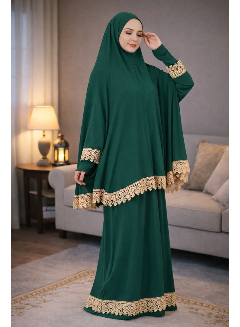 أولودينيز  طقم صلاة نسائي قطعتين – قماش لايكرا بارد ومريح – ساتر ومناسب لمعظم المقاسات – صناعة تركية - Image 1